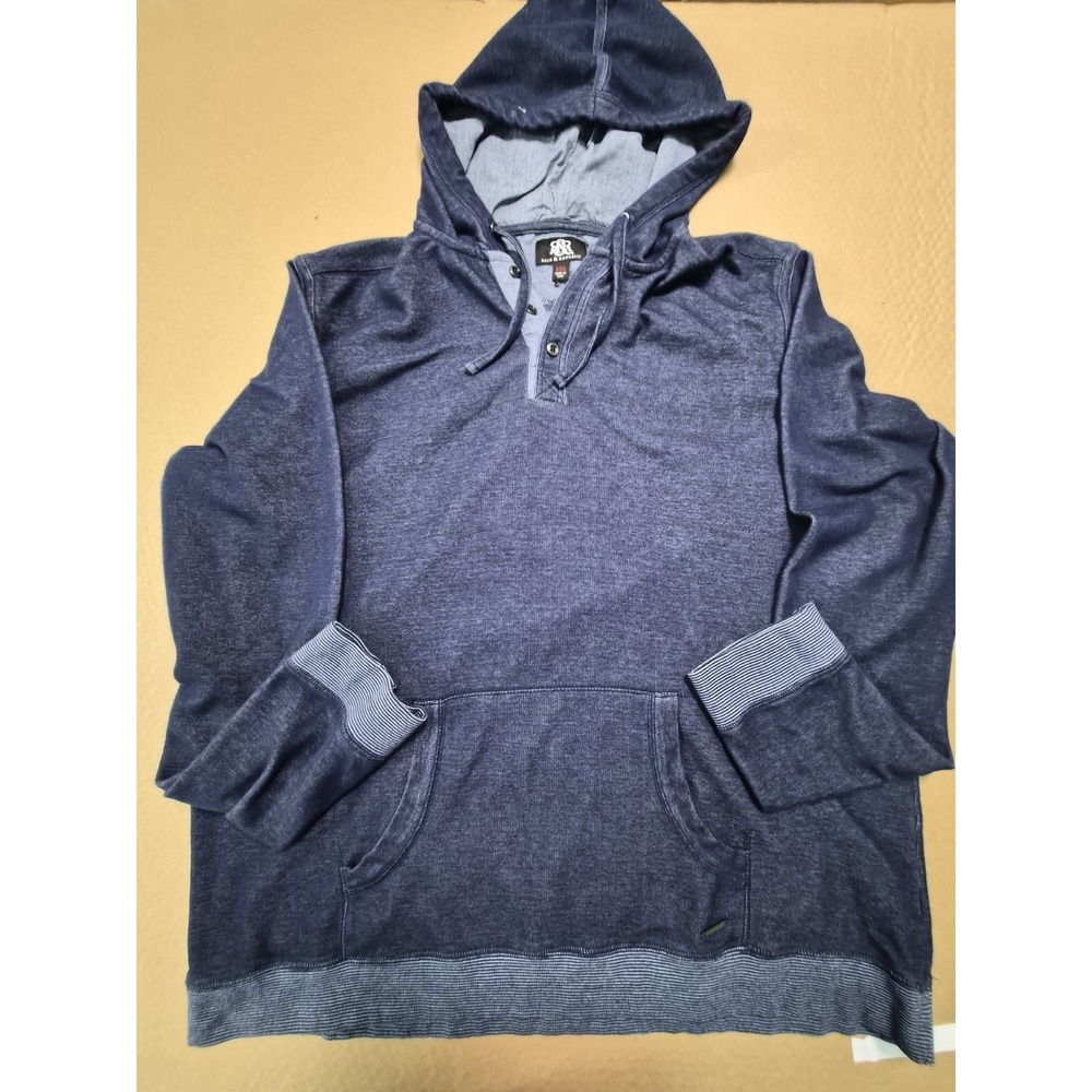 Rock & Republic Mens Long Sleeve Pullover Blue Hoodie Size XXL